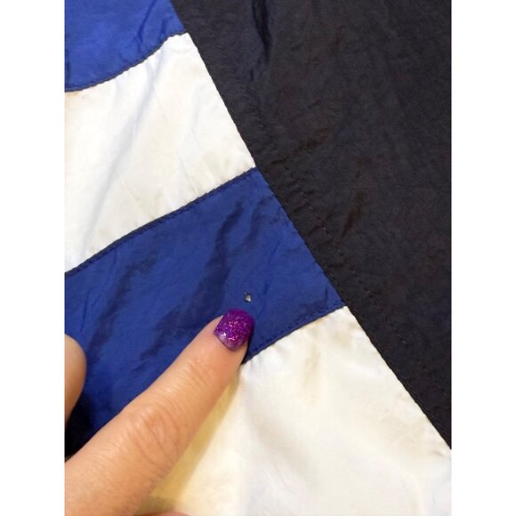 Vintage 90s Nike Windbreaker Jacket Black & Blue Colorblock Center Swoosh XL - Picture 10 of 10